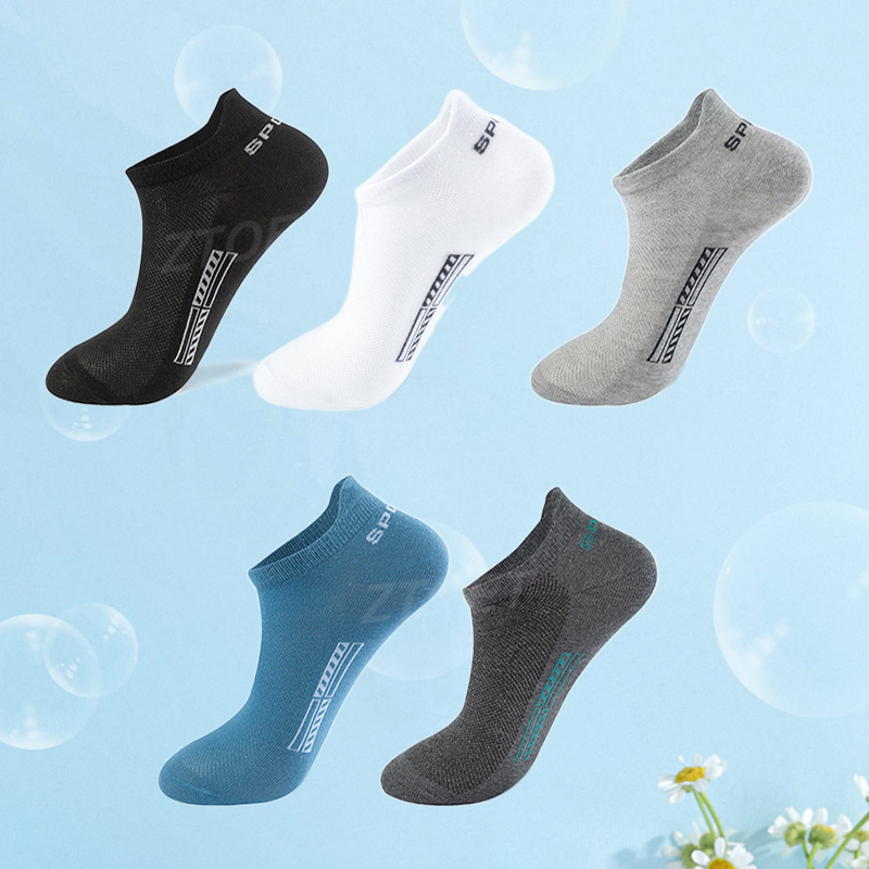 10 Pairs Men Socks High Quality Summer Sports Ankle Socks Breathable Mesh Casual Athletic Thin Cut Short Socks Plus Size 39-48