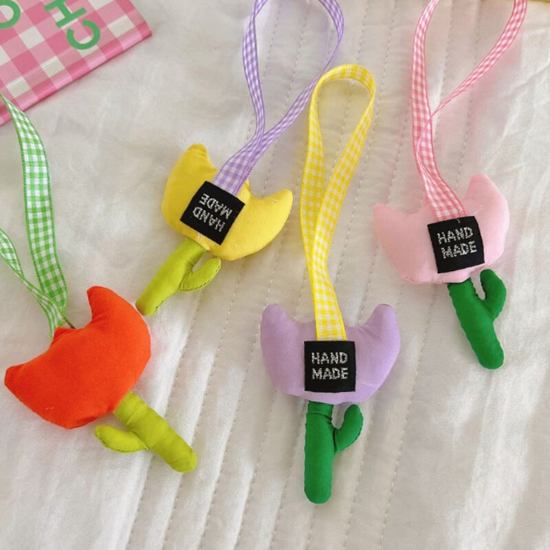 Tulip Flower Toys Pendant Dolls For Bags Phone Kawali Keychain Car Keyring Bag Hanging Jewelry Clothes Accessories