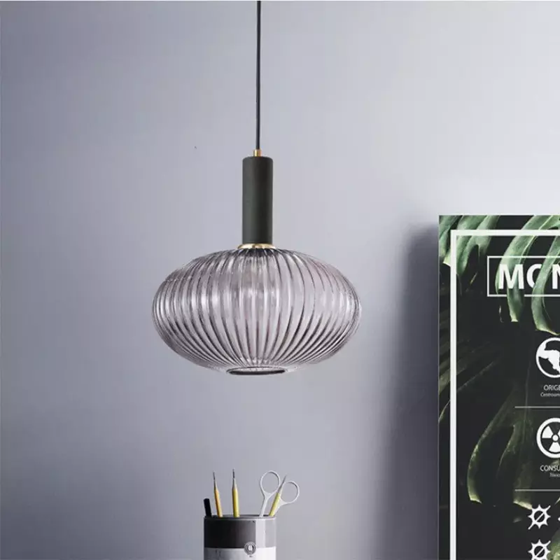 Skandynawski Retro restauracja kolorowe światła szklany wisiorek kreatywne lampa do salonu proste lampki nocne LED E27