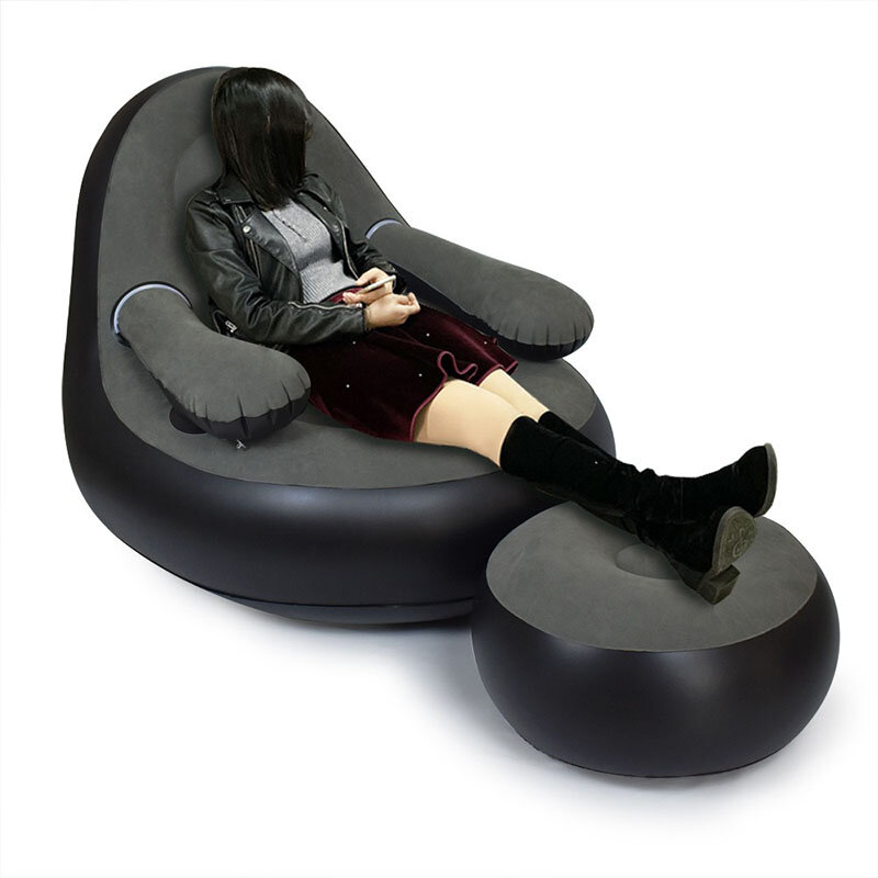Colchón inflable de PVC flocado para Patio al aire libre, sofá perezoso, sillón plegable con Pedal, juego de ocio portátil
