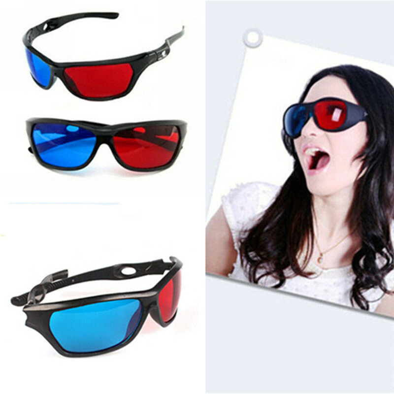 青と黒のフレームを備えた3Dメガネ,3D映画用,DVDゲーム