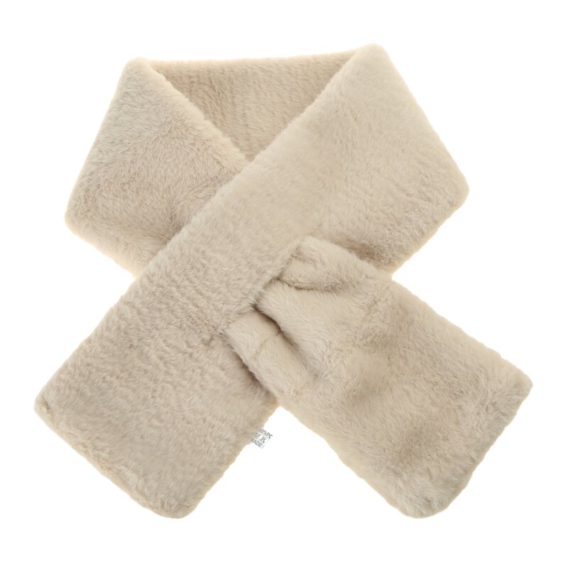 Winter dicker Kunstfell-warmer Schal, pelziger, durchziehbarer Halswärmer, Plüschkragen für überkreuzte