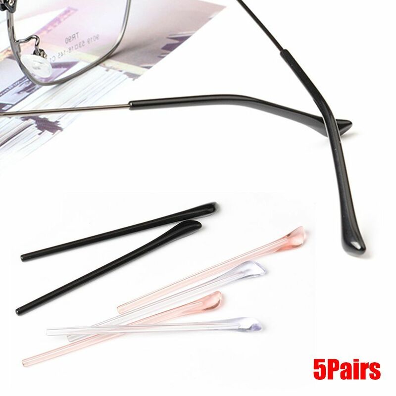5Pairs Glasses Thin Leg Slim Hole Soft Silicone Eyeglass Accessories Round Holder Sleeve Prevent Allergies Ear Hooks