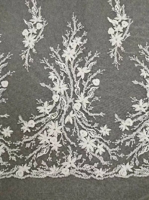2024 mode bunga kain renda dengan payet gaun pernikahan gaun renda kain elegan jual dengan halaman