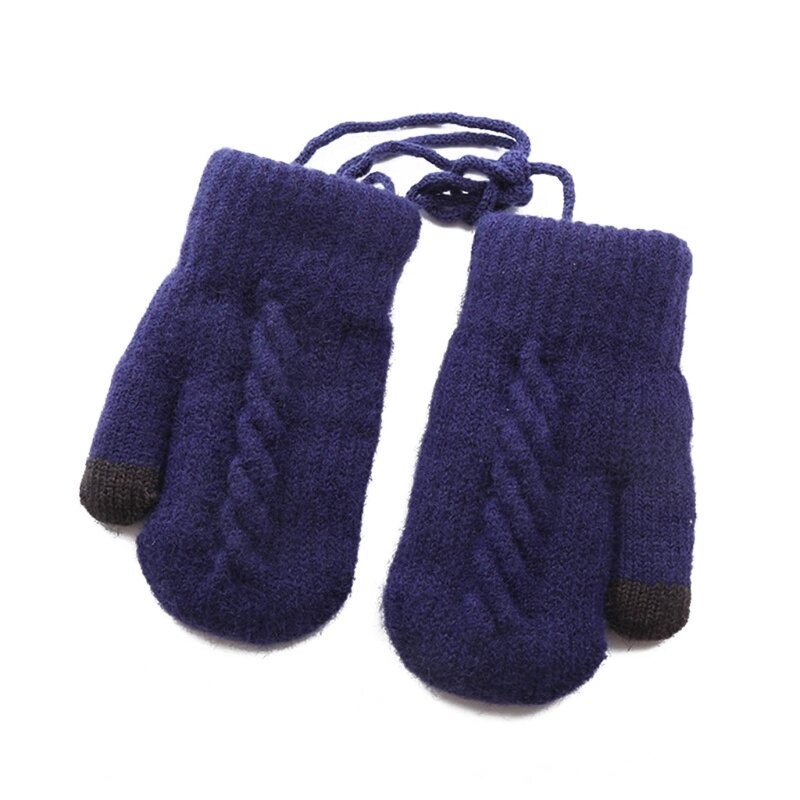 Ciepłe rękawiczki z dzianiny Stylowe wiszące dziecięce rękawiczki z dzianiny dla małych dzieci Zimowe rękawiczki dla chłopców i
