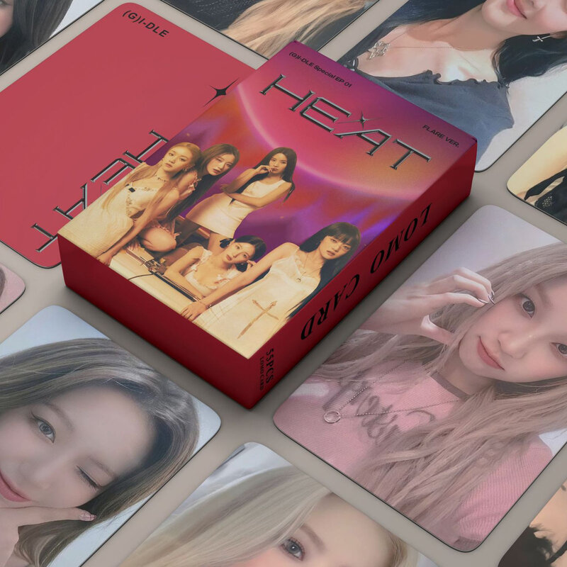 55pcs/set Kpop (G)I-DLE Postcards HEAT Lomo Cards  GIDLE Album Girls I Burn Photo Card Postcard Fans Gift 2023
