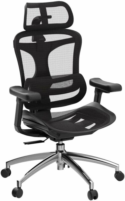 Cadeira de escritório ergonômica com braços ultra macios 3D, apoio lombar dinâmico, encosto ajustável, cadeira de mesa para casa