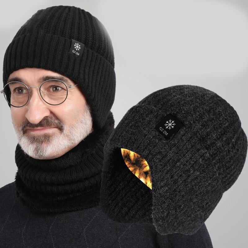 Толстая изолирующая шапка для папы с наушниками для холодной погоды, зимы, теплого снега, спорта D46A