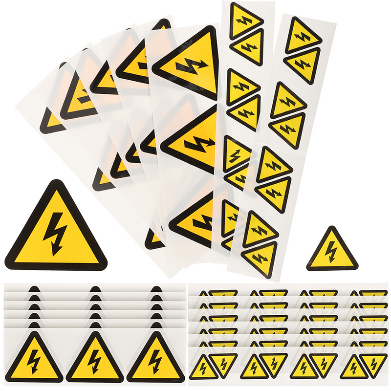 24 Pcs Stickers Label Safe Warning High Voltage Labels Triangle for Safety Small Electric Shocks Equipment