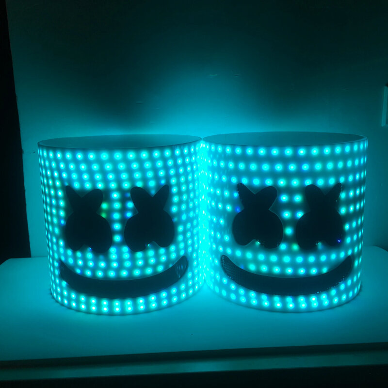 LED Luminous Decorative Mask Lighting Up Helmet Nightclub Dance DJ Clubwear Stage Performance Props Headgear Music Rave Costume