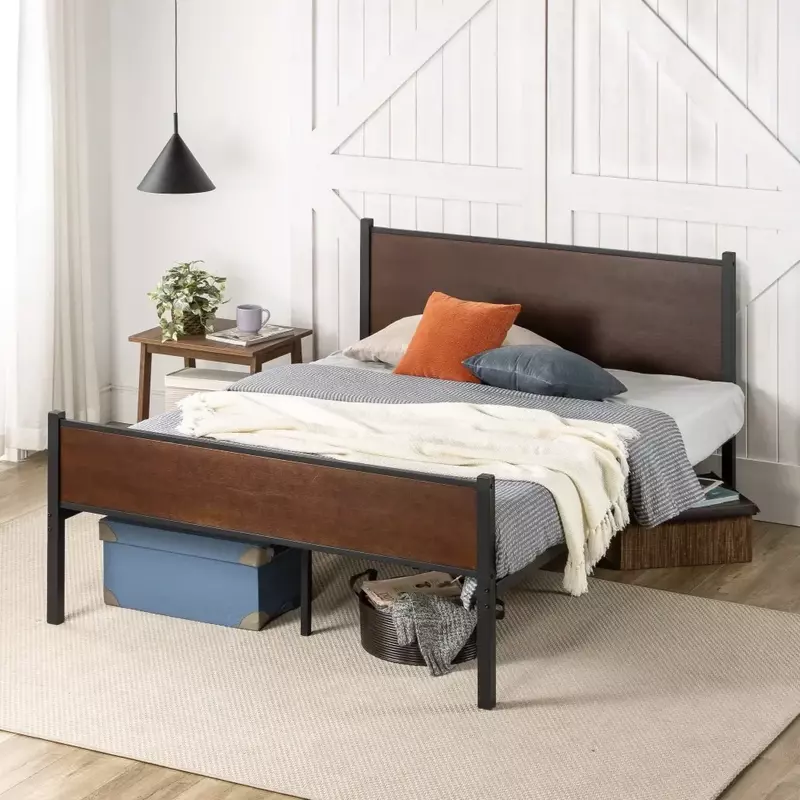 Рама для кровати, рама для кровати с бамбуковой и металлической платформой 35 дюймов, прочная сверхпрочная металлическая рама для кровати