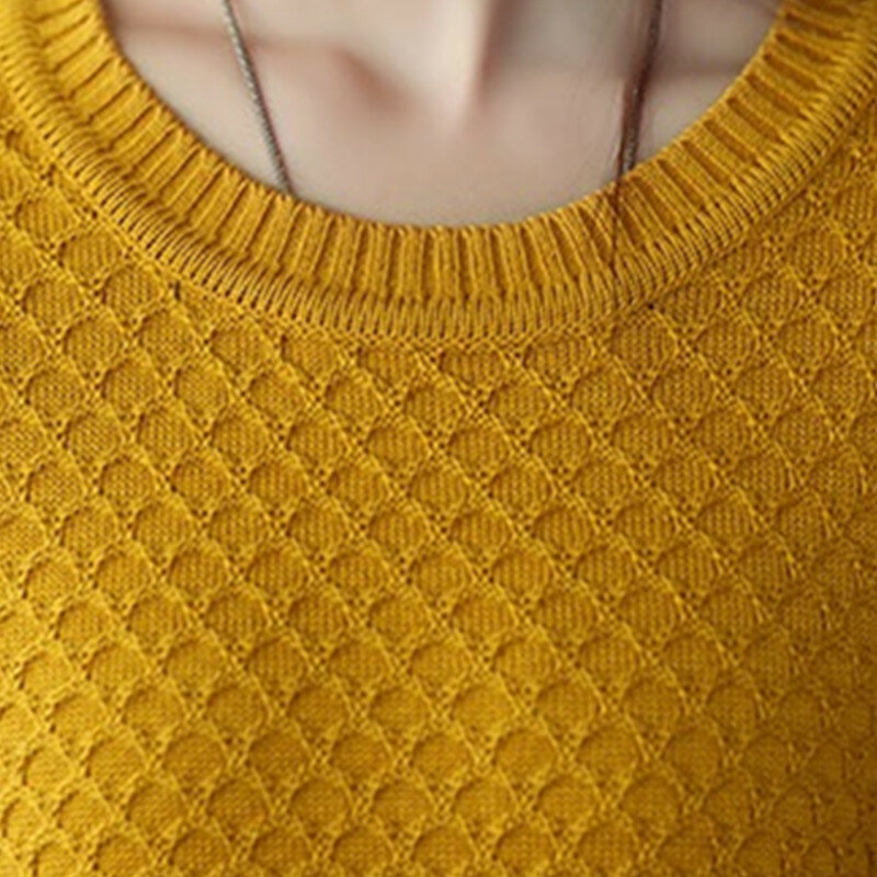 Осенне-зимний свитер, Женский пуловер с круглым вырезом, вязаный свитер, свободные женские топы с длинными рукавами, нижняя рубашка, свитеры, Топ