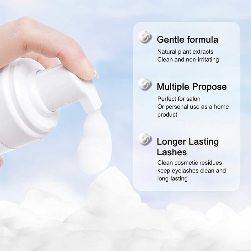 Eyelash Extension Glue Kit para Mulheres, Maquiagem Shampoo, Remoção Rápida, Espuma, Limpeza Profunda, 2 Escovas, Óleo de Lavagem, 100ml