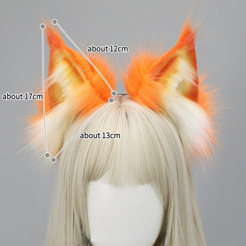 Kawaii ucho kota nakrycie głowy kobieta śliczne pluszowe futrzane lisie uszy opaska na głowę Lolita Anime Cosplay na bal przebierańców akcesoria do włosów