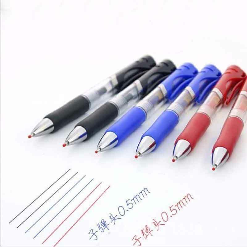 Juego de Gel de bolígrafos retráctiles, bolígrafos de Gel de color negro, rojo y azul, recargas reemplazables de 0,5mm, material escolar, papelería y oficina