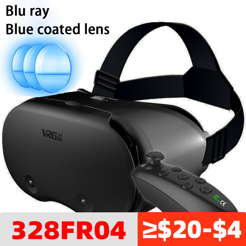 Vrg pro x7 vr óculos de luz azul olho protetor capacete de realidade virtual compatível para 5-7 polegadas telefone inteligente
