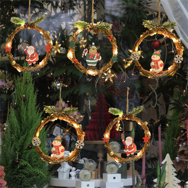 Cadena de luz decorativa navideña, corona de Navidad de alto brillo, 3 modos intermitentes, diseño de cuerda colgante, 50LM