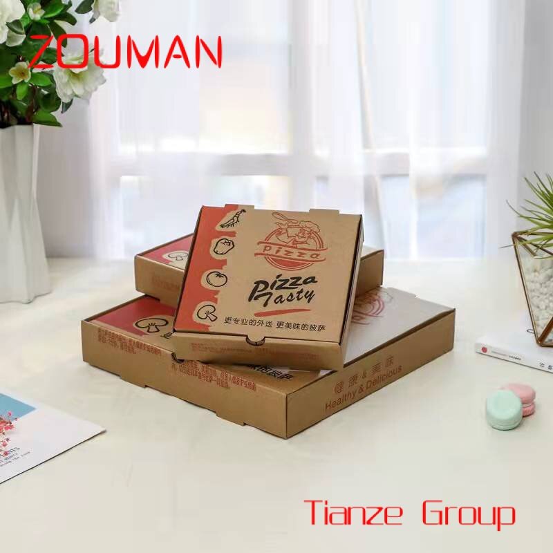 Verschillende Maten Custom Goedkope Pizza Doos Met Logo Gegolfd Custom Pizza Box Groothandel Doos Voor Pizza