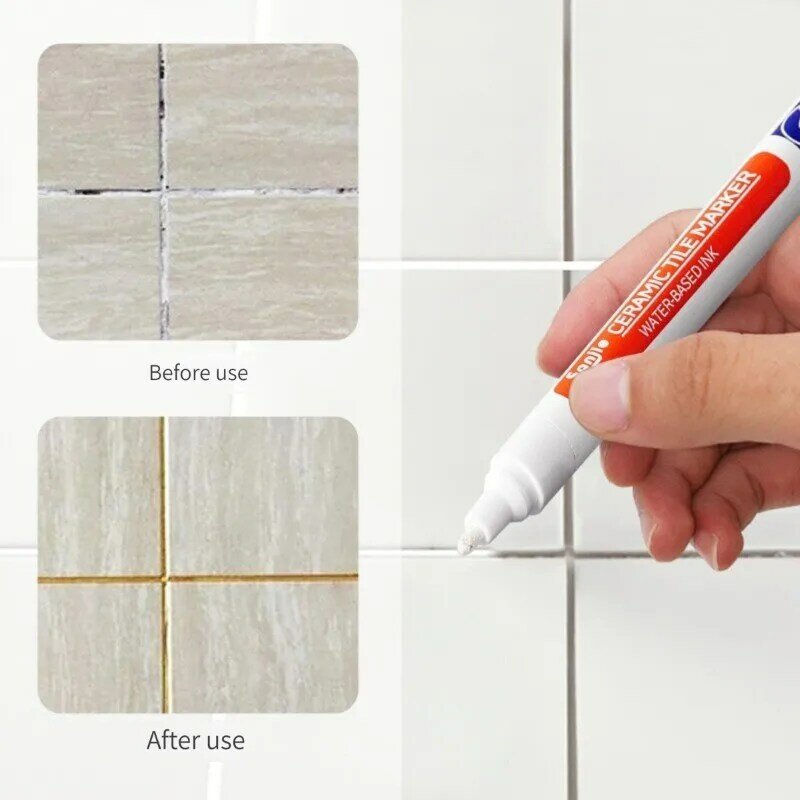 กระเบื้องเซรามิคปากกากำแพง Grout Restorer ปากกา Repair Marker Grout ฟิลเลอร์ปากกาสำหรับคืนกระเบื้องผนังห้องน้ำห้องครัวสีขาว