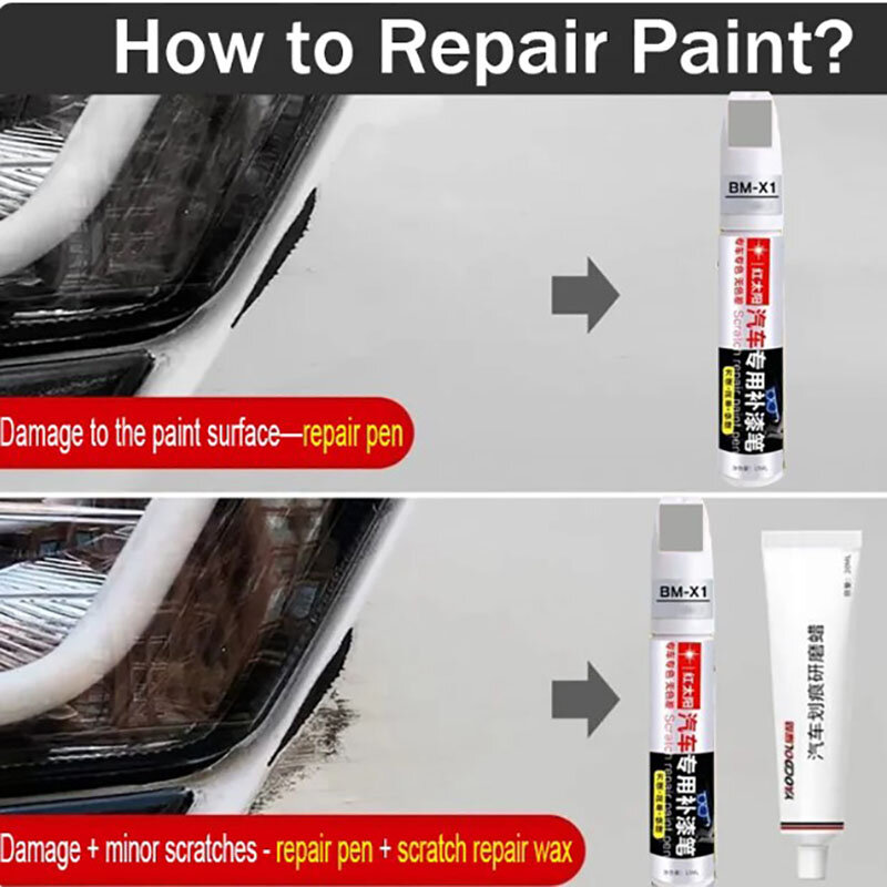 Pintura do carro Scratch Repair Pen, Touch-Up Pen, Touch-Up Pen Remover, Preto e branco, Chirey, Chery Omoda E5, Acessórios do carro