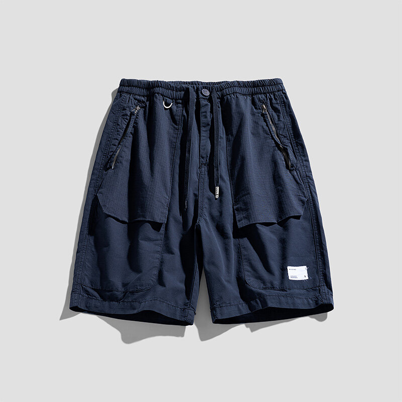 Pantalones cortos con múltiples bolsillos para hombre, Shorts informales de cintura elástica sólida para la playa, para correr, verano, primavera, triangulación de envíos