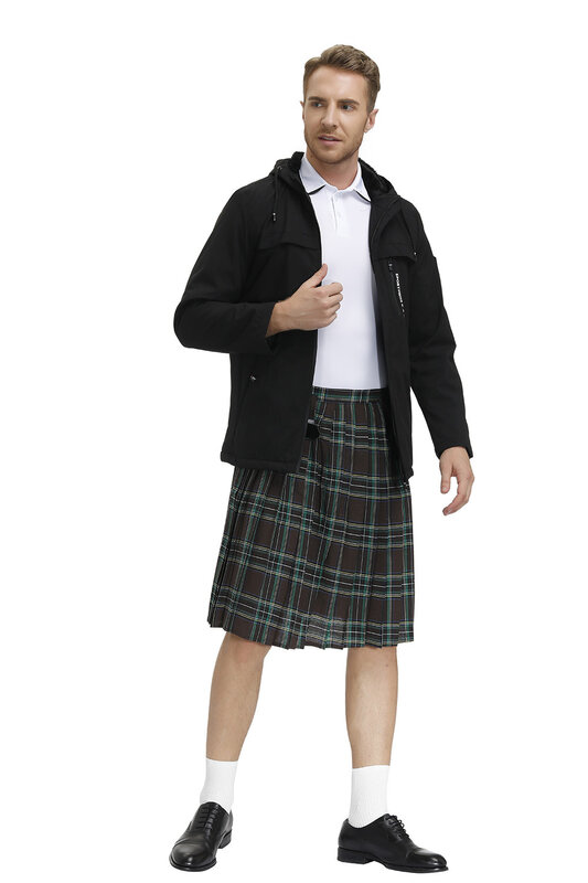 Мужская клетчатая плиссированная юбка, шотландский праздничный костюм Kilt, традиционный костюм для выступления на сцене, клетчатая практичная юбка
