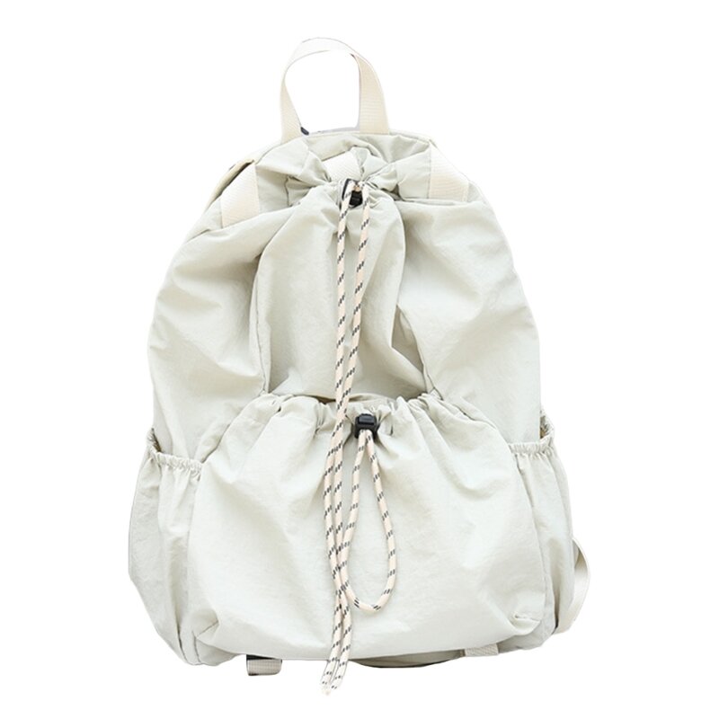 Grande capacidade Ruched cordão mochila, mochila, mochila, Bookbag, bolsa de ombro