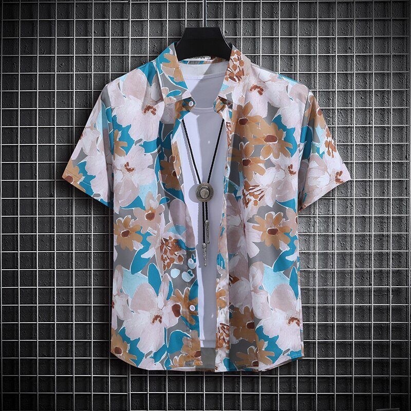 Hot Selling Men'S Shirts Printed Men'S Clothing Daily Casual Top Tees Oversized Loose Fitting Short Sleeved Hawaiian Sweatshirts