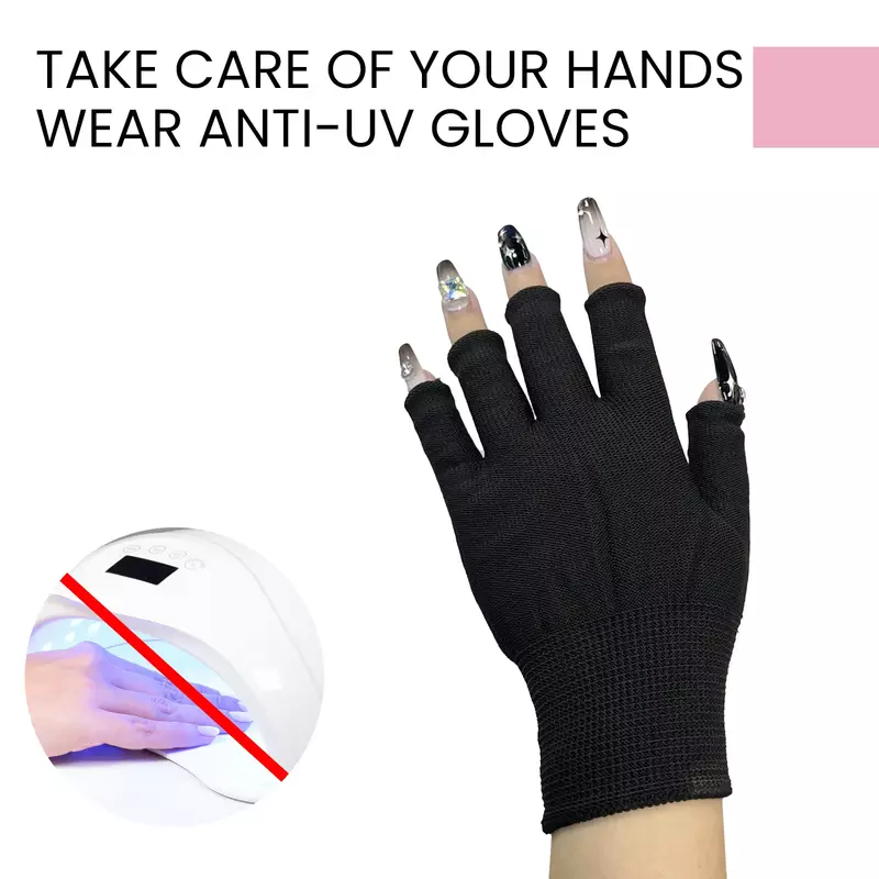1Pair Nail Art Glove Uv Protection Glove Anti Uv Radiation Protection Gloves Black Protecter for Nail Art Gel Uv Led Lamp Tool