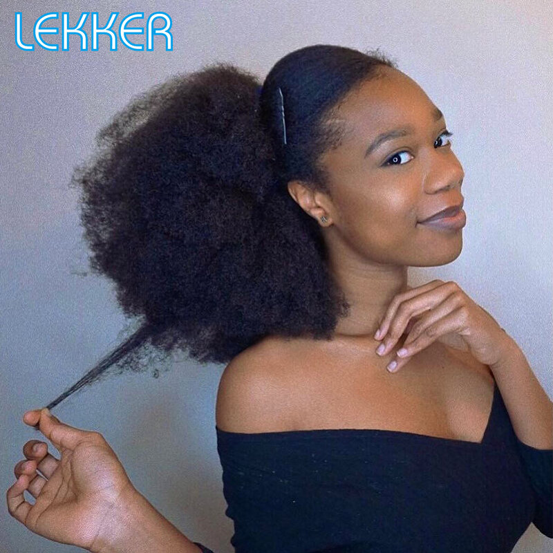 Lekker-afro-カーリー毛エクステンション、カーリー、かぎ針編みのブレード、ブラジアンレミー、カラフルな編組エクステンション、1バンドル、1個あたり50g、横糸なし