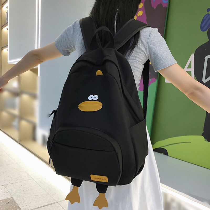 Mochila De pato de dibujos animados con hombro ajustable, bolso de moda para mujer, mochila ligera para viajes de senderismo al aire libre