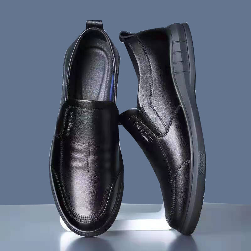 Zapatos de cuero para hombre, calzado informal de negocios, suela suave, antideslizante, transpirable, combina con todo, para conducir, novedad de primavera