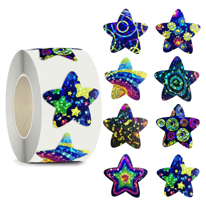 Pegatina de estrella de colores para decoración de cumpleaños, regalo de boda, fiesta, sello, sobre, invitación, etiqueta para hornear, 100-500 piezas