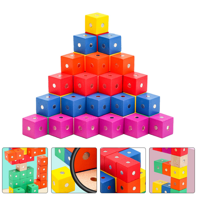 30 buah blok bangunan magnetik blok kubus mainan sensorik untuk anak-anak bangunan geometri magnetik anak-anak kubus inovatif kayu