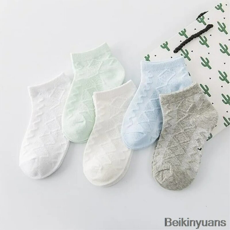 Calcetines finos de algodón para niños y niñas, calcetín de malla transpirable, blanco, suave, para recién nacidos