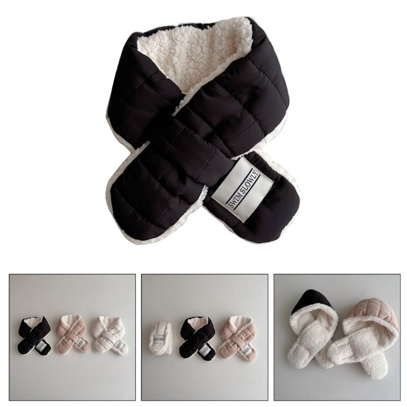Bufanda cruzada felpa a calentador cuello envolvente lana para niños encantadores, versátil