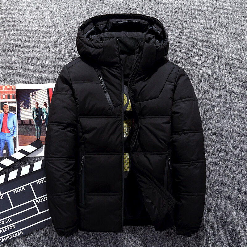Hot Sale Windproof Down Jackets Men Warm Hooded Winter Outerwear High Quality Smart Casual White Down Coats Male Padded Jacket