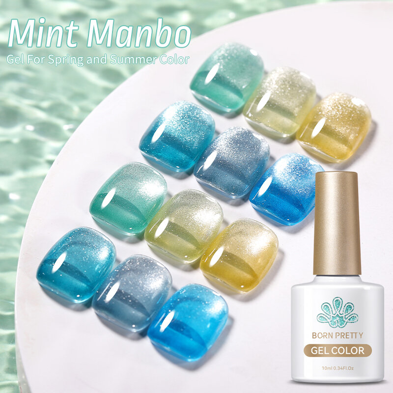 Geboren hübsche Minze Manbo Farbe Katze Magnet gel Nagellack semi permanent 10ml UV-LED-Gel-Lack für DIY Nail Art nach Hause einweichen