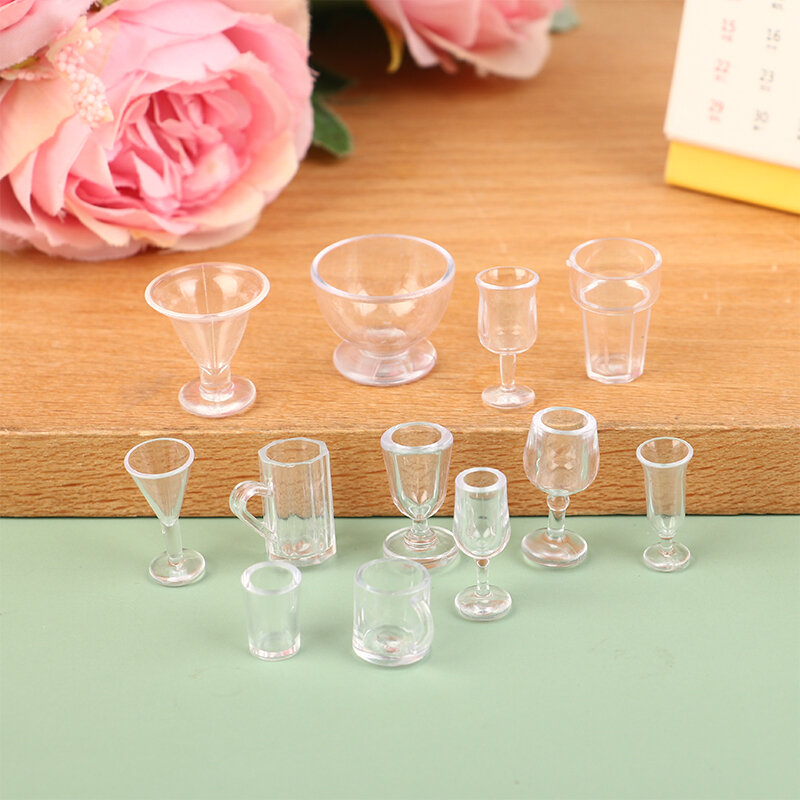 10Pcs 1:12 Mini Red Wine Cup Simulation Furniture Wine Glass Goblet for Dollhouse Decoration Dollhouse Miniature Accessories