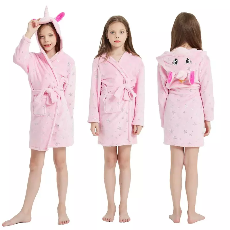 Jubah mandi anak bertudung lengan panjang, jubah mandi anak perempuan motif kartun Panda, jubah mandi hewan Cantik musim semi musim gugur untuk anak laki-laki