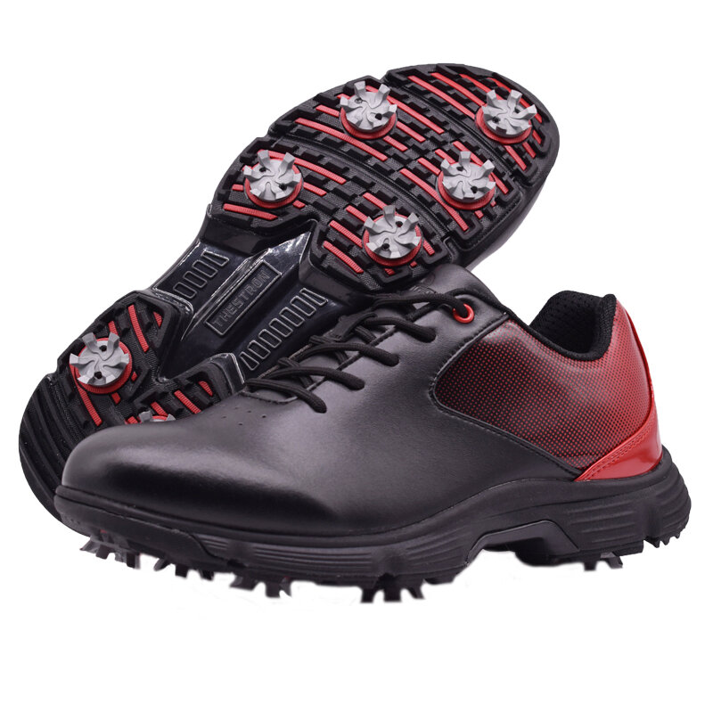 Zapatos de Golf profesionales para hombre, zapatillas impermeables con pinchos, color blanco y negro, talla grande