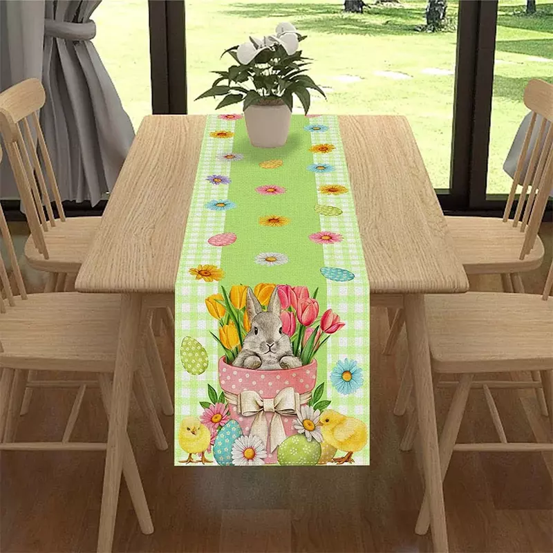عيد الفصح الأرنب منقوشة ألوان مائية الجدول العلم ، جمع عطلة ، طباعة سيارة الأزهار ، الزفاف طاولة العشاء ، ديكورات الحزب