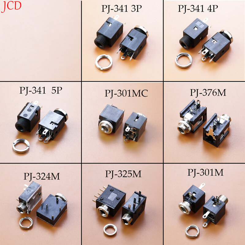 1 piece 3.5MM PJ-341 301MC 376M 324M 301M 325M Stereo Female Socket Jack With Screw 3.5 Audio Video Headphone Connector