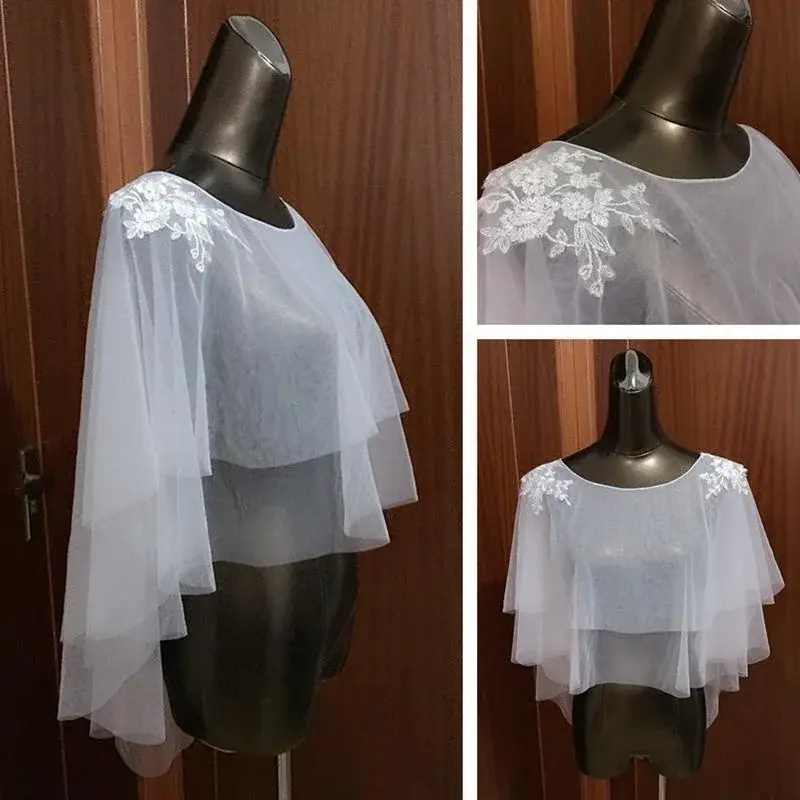 white/ivory tulle Wedding Shrug Wrap Bridal Bolero Shawl Jacket shrug  dress shawl  wedding cape black short shawl