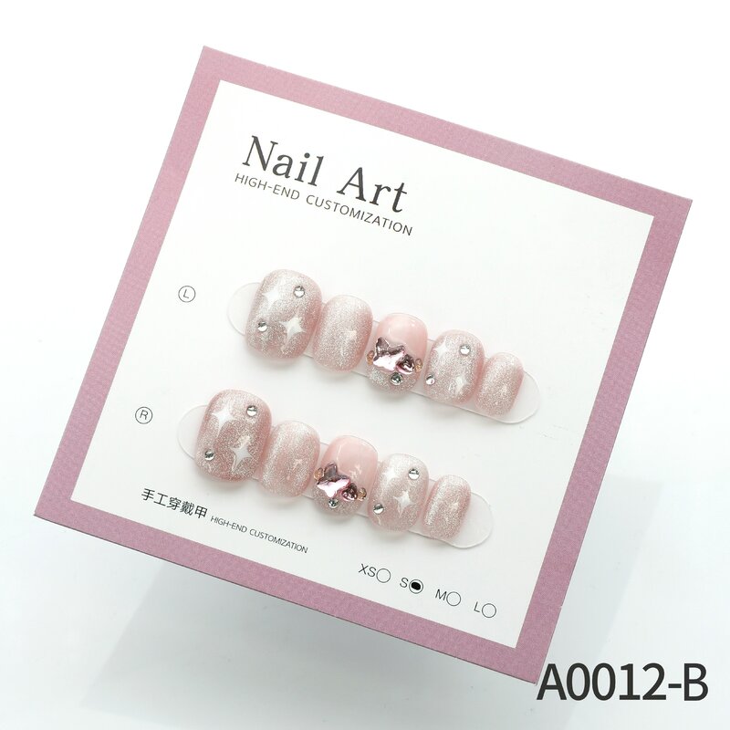 Small  Size Handmade Nail Handmade Nail Wearing Hand made Ice Transparent Aurora Diamond Bright Crystal Sweet Finished Nail