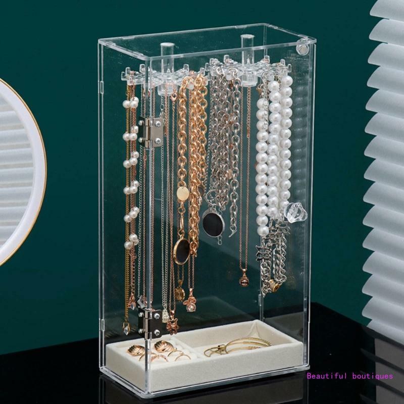 Dustproof Jewelry Box Clear Acrylic Jewelry Display Stand Rotating Holder for Earrings, Necklaces, Bracelets Easy to DropShip