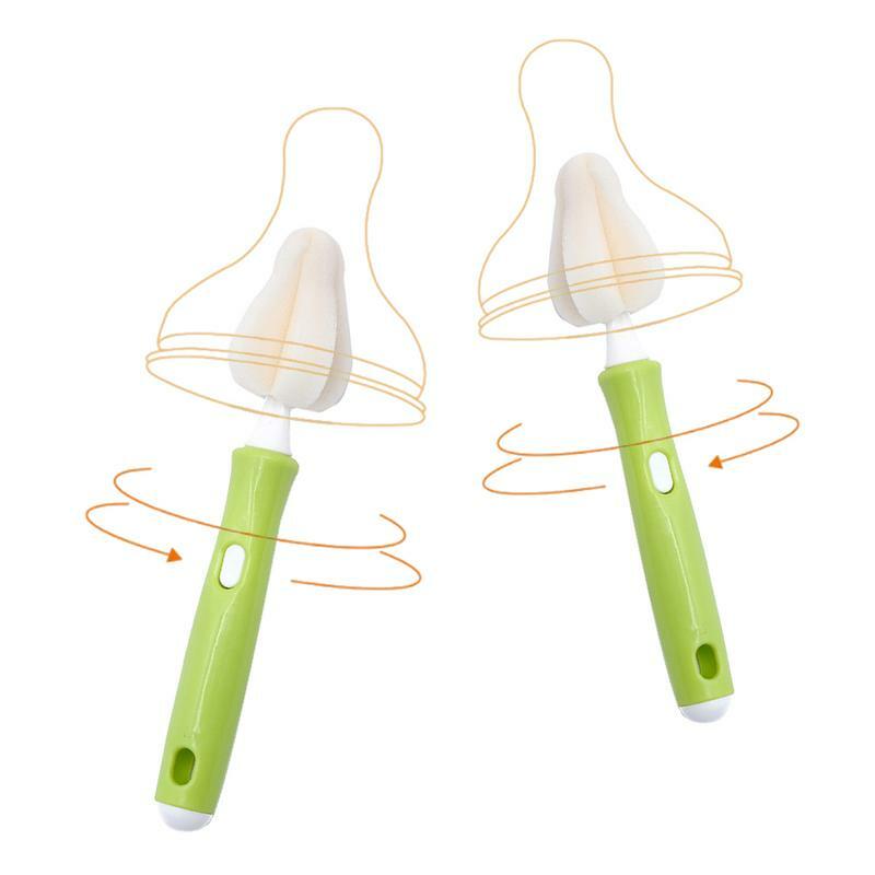 Sponge Brush Baby Nipple Milk Bottle Cup 360 Degree Clean Pacifier with 4pcs Replacement Sponge Heads
