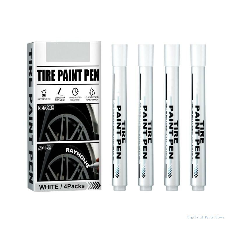 M17f 4 peças caneta pintura letras pneu carro caneta branca caneta pintura pneu branco