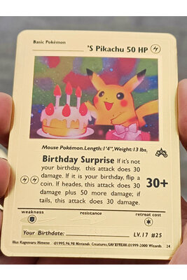 Pokemon Pikachu โลหะน่ารัก Squirtle Bulbasaur อะนิเมะเกม Battle คอลเลกชันการ์ดเหล็กทองการ์ดวันเกิดของขวัญของเล่นเด็ก