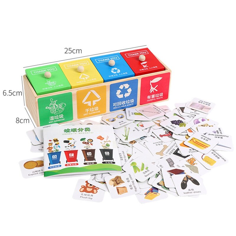 Juguete de clasificación de basura, Mini cubo de basura limpio, juguetes educativos tempranos, aprender habilidades básicas para la vida